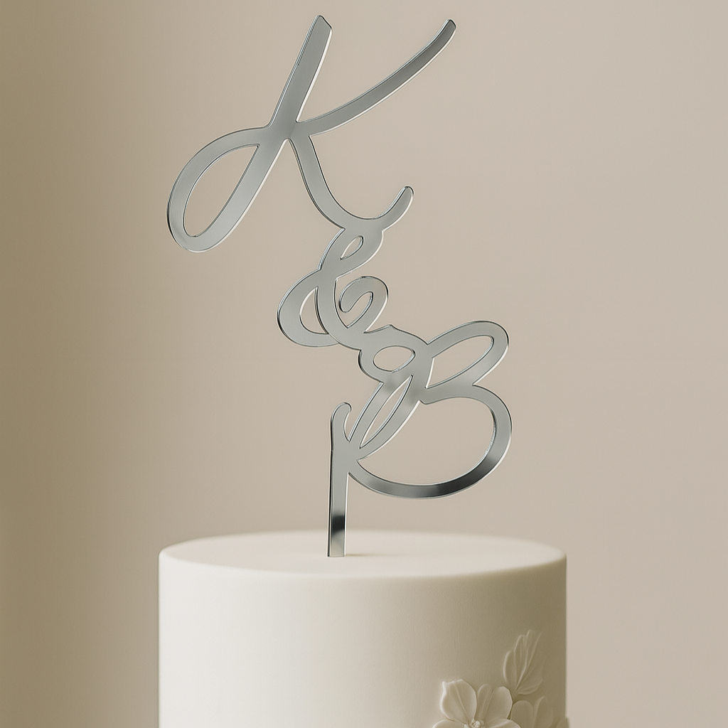 Personalised Wedding Cake Topper – Custom Mirror‑Finish Acrylic
