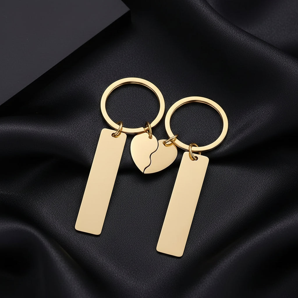 Personalised Split Heart Pendant - Couple Keyrings (Set of 2)