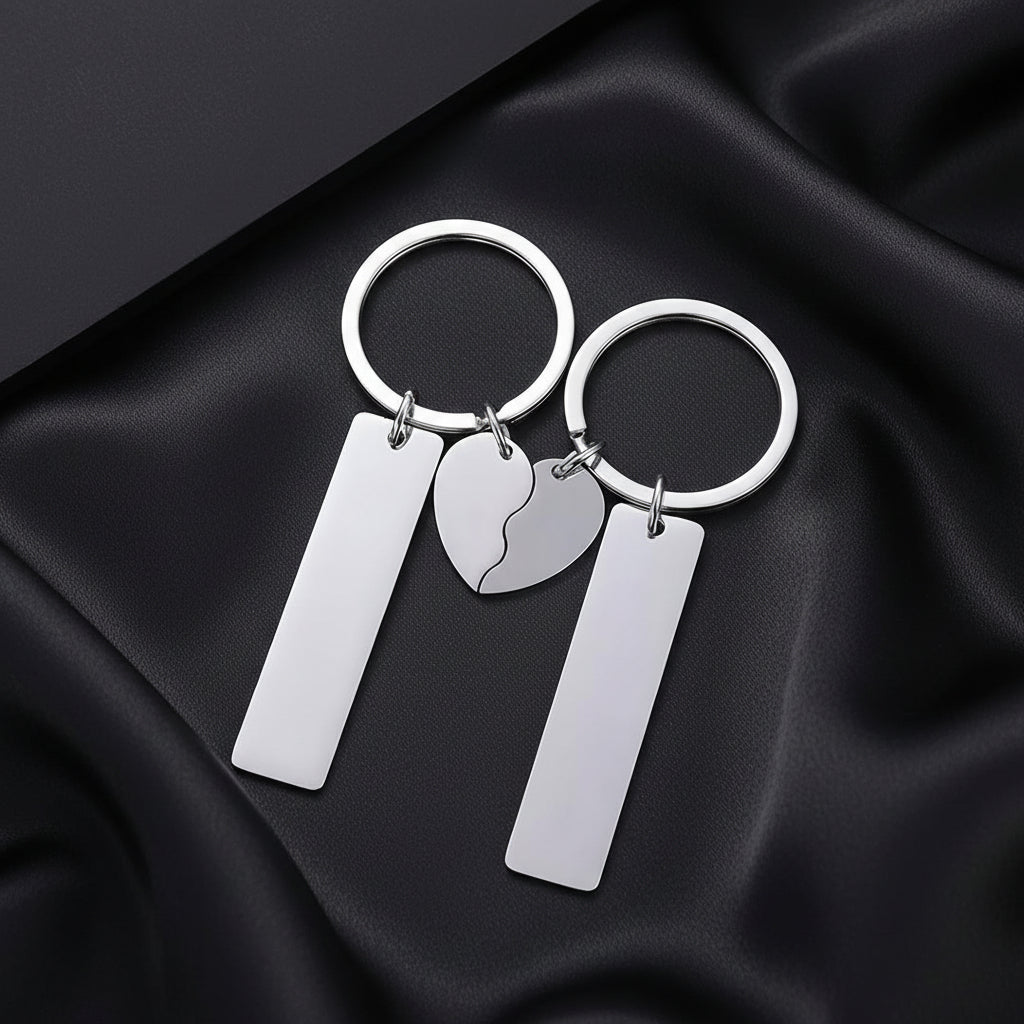 Personalised Split Heart Pendant - Couple Keyrings (Set of 2)
