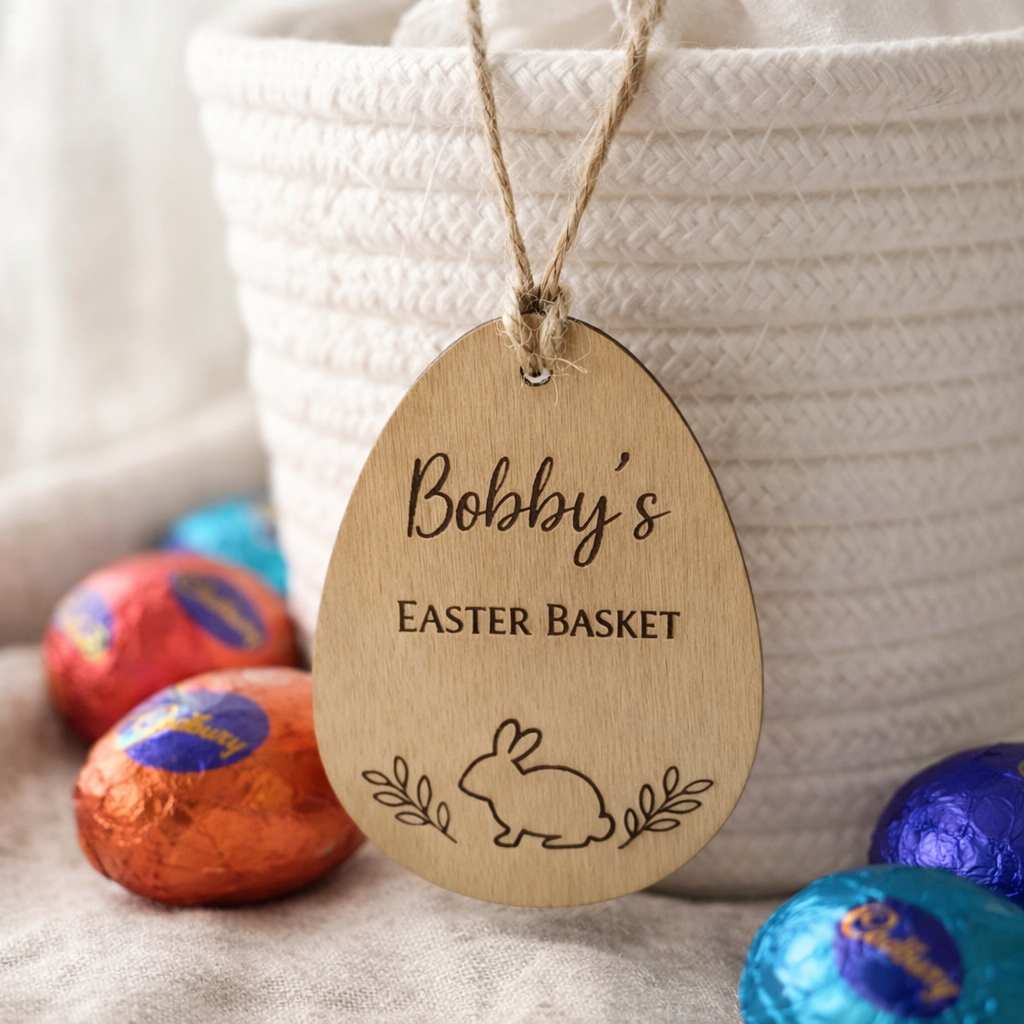 Personalised Wooden Easter Basket Tag