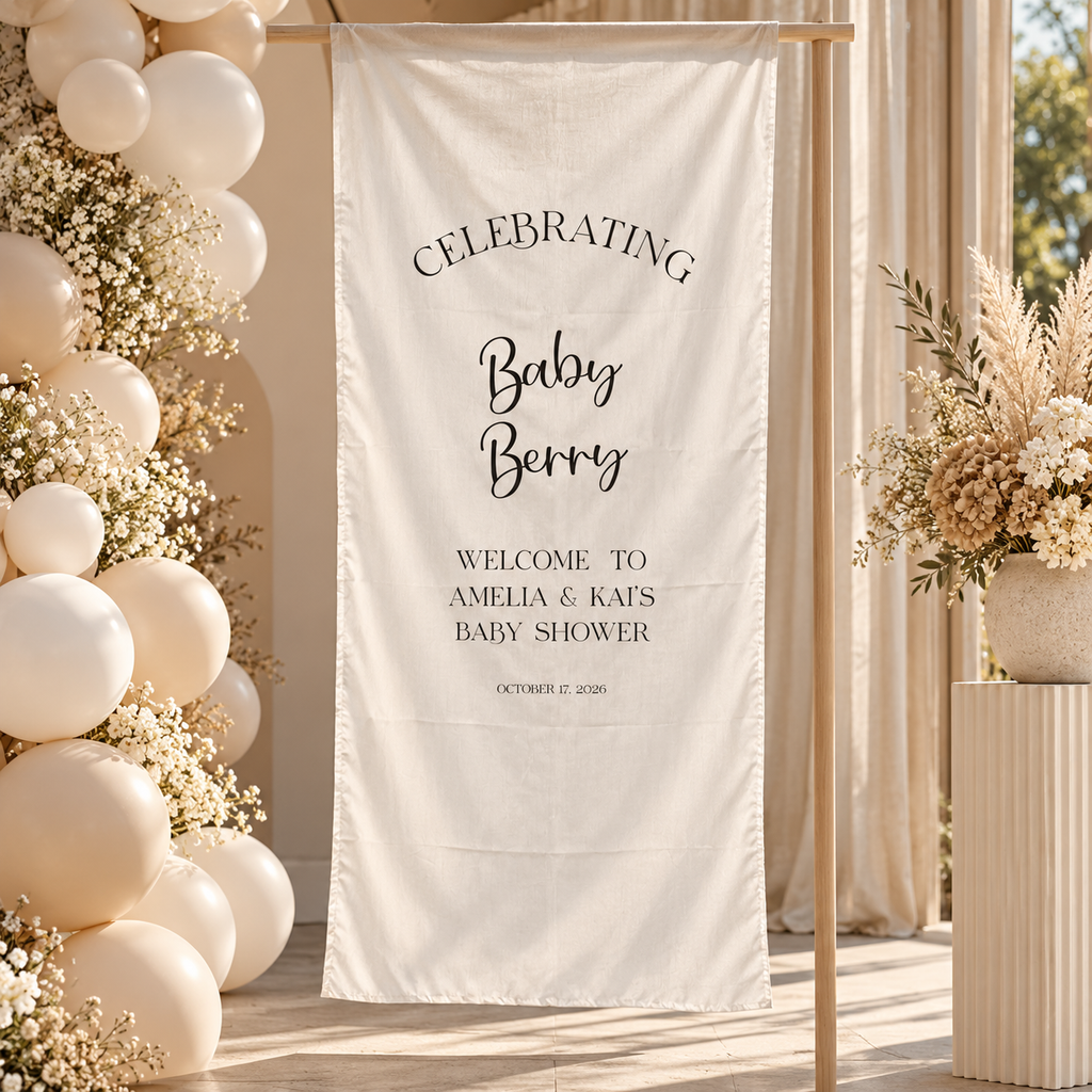 Personalised Fabric Event Backdrop Banner – 80cm x 180cm