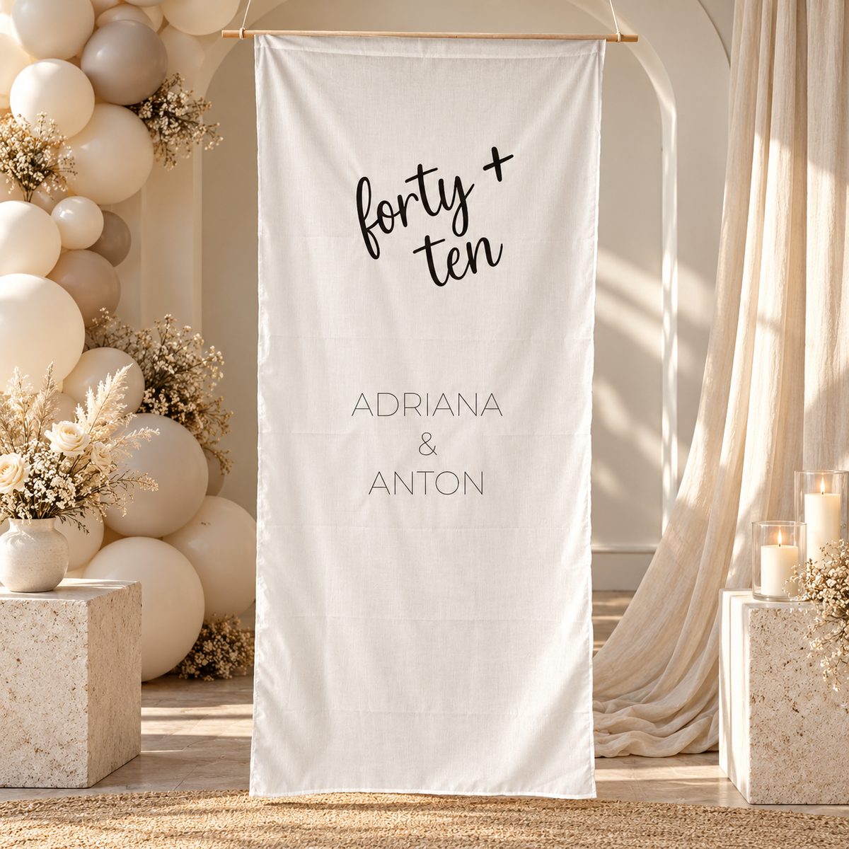 Personalised Fabric Event Backdrop Banner – 80cm x 180cm