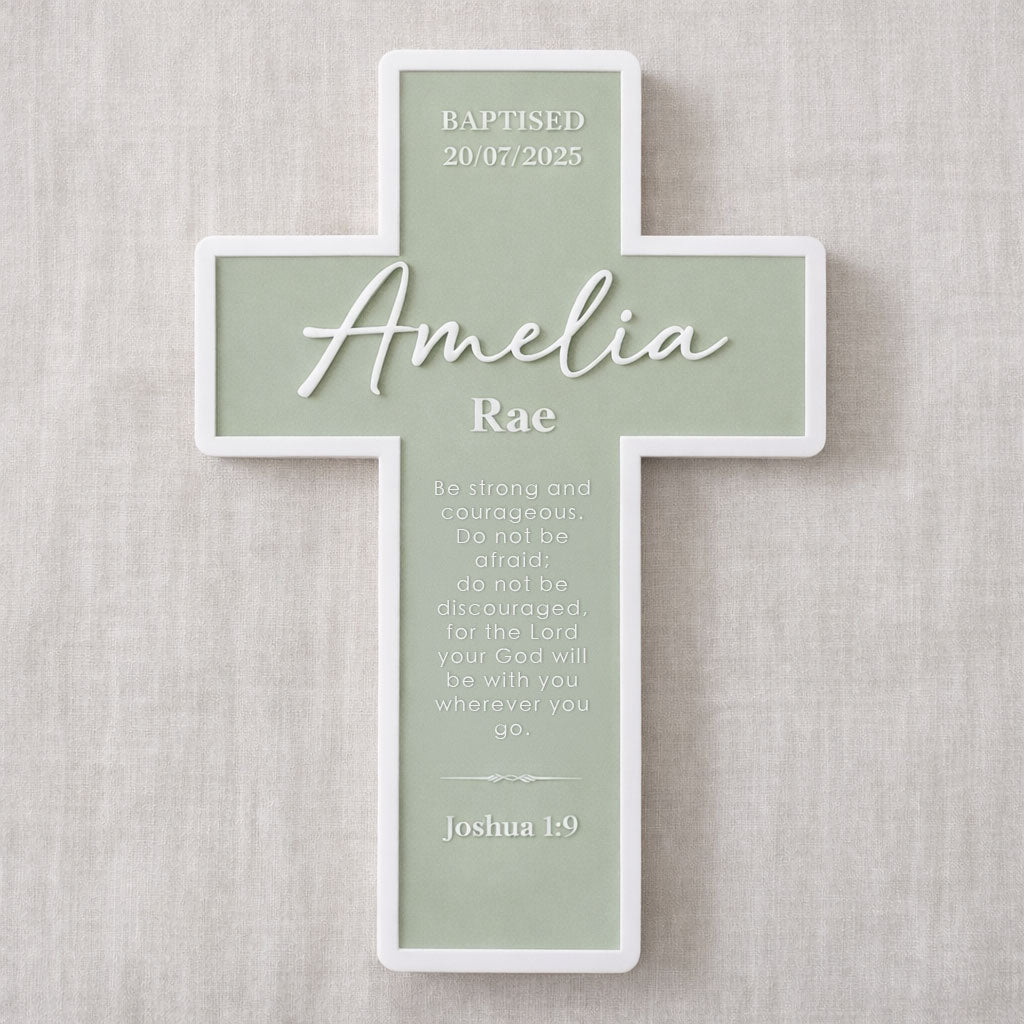 Personalised Modern Christening Cross