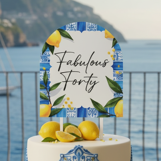 Personalised Coastal Mediterranean Arch Cake Topper