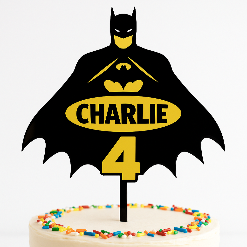 Custom Gotham Hero Cake Topper – Name & Age Personalised