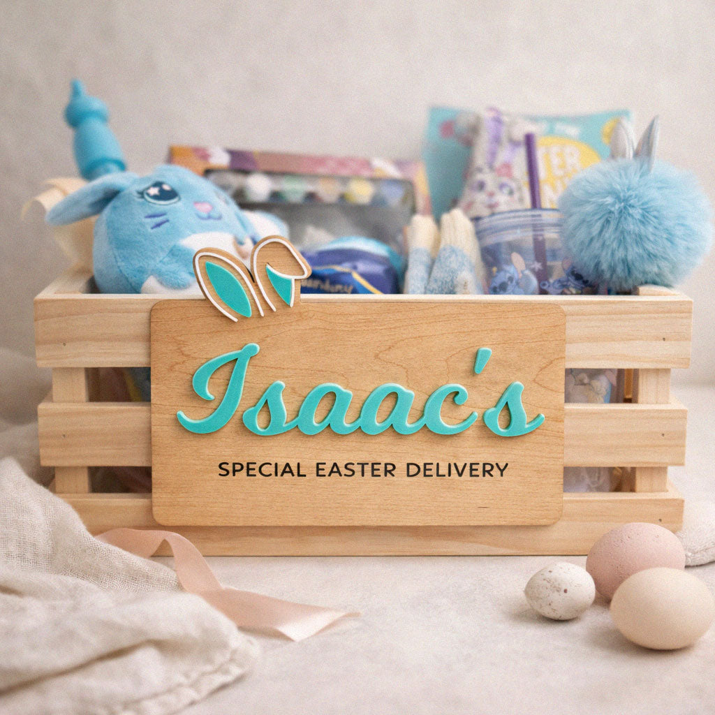 Personalised Bunny Ear Easter Crate Plaque
