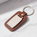Personalised Leather Keyring with Engraved Metal Plate