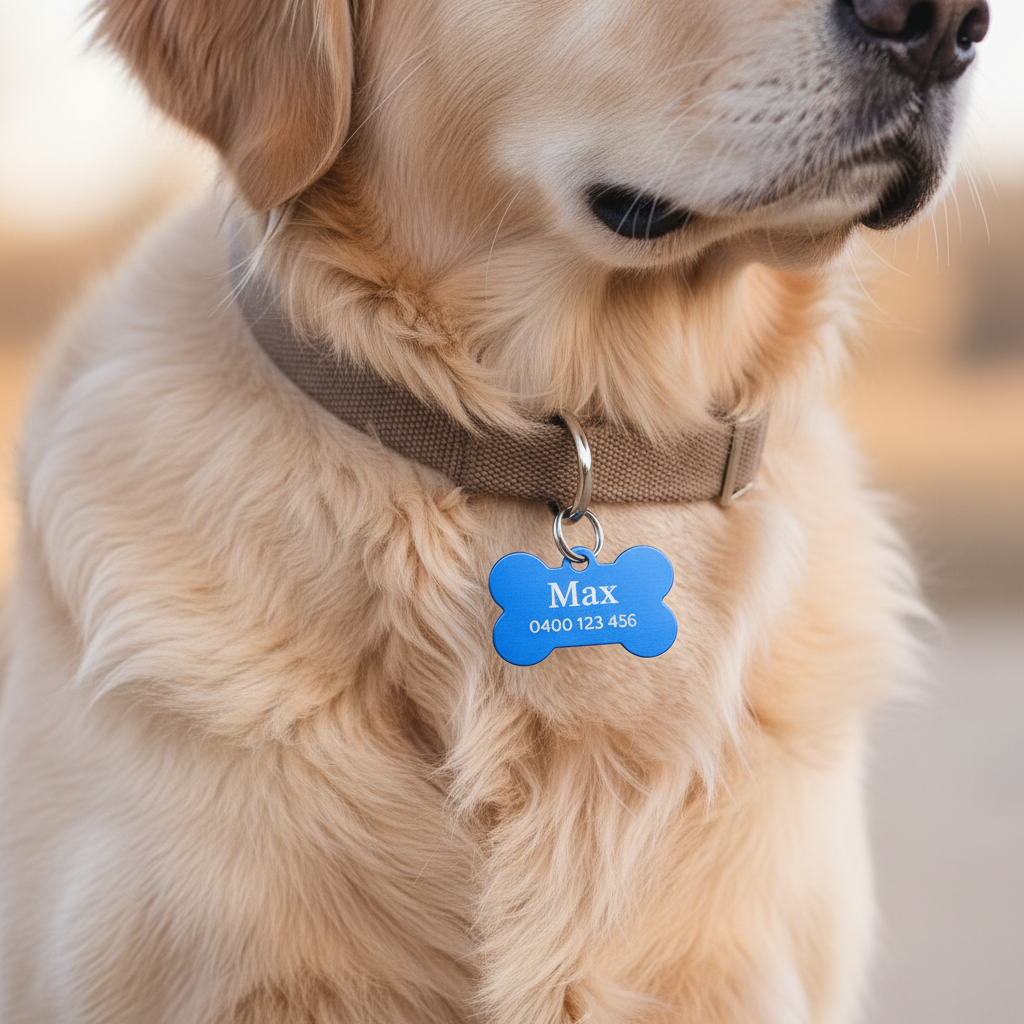 Personalised Pet ID Tag – Engraved Name & Phone Number