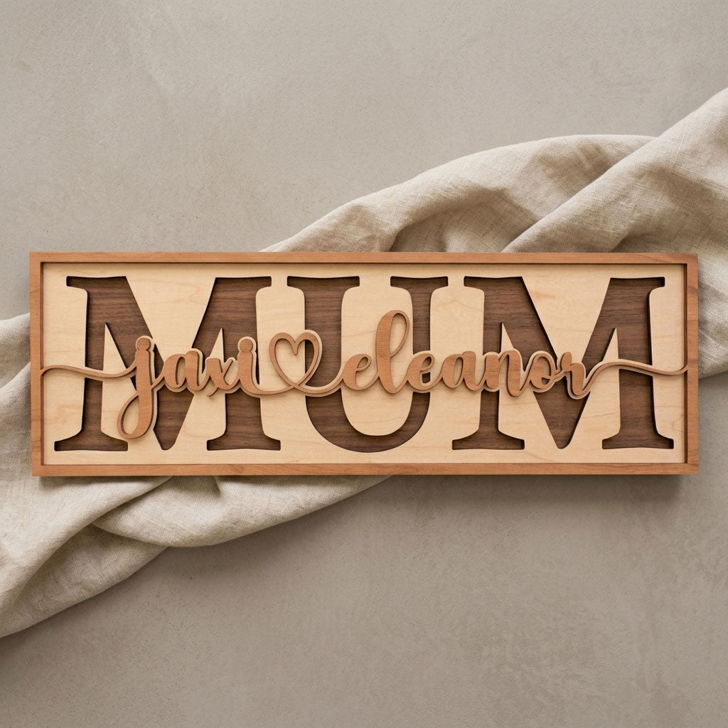 Custom Mum Sign with Children’s Names – Meaningful Mother’s Day Gift