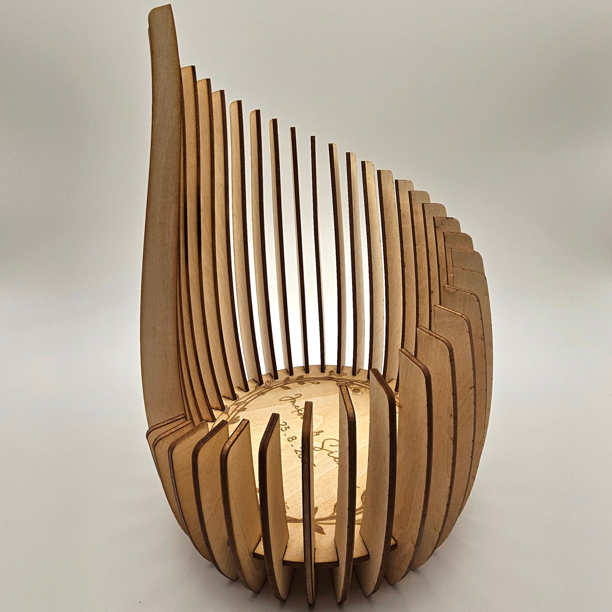 "Flame" Wooden Tea Light Holder – Sculptural Candle Stand