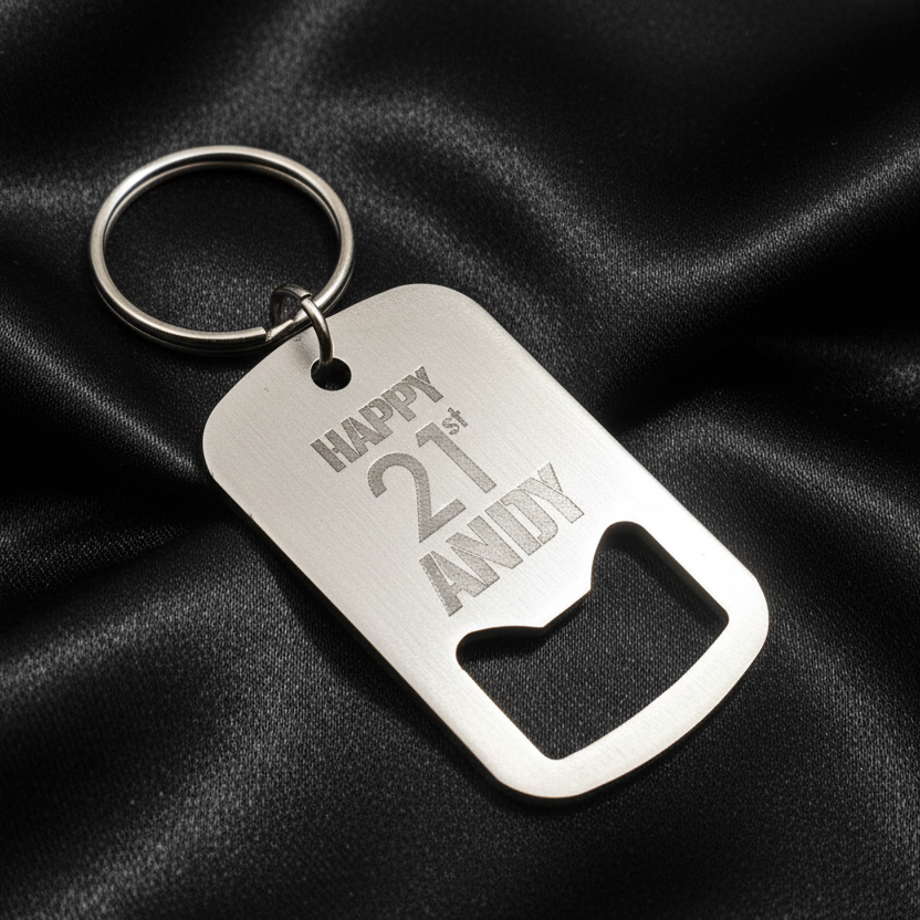 Personalised Bottle Opener Keyring (Engraved)
