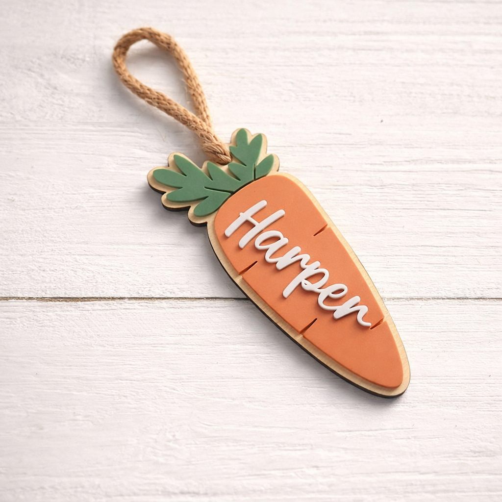 Personalised Carrot Easter Basket Name Tag – Gloss Acrylic