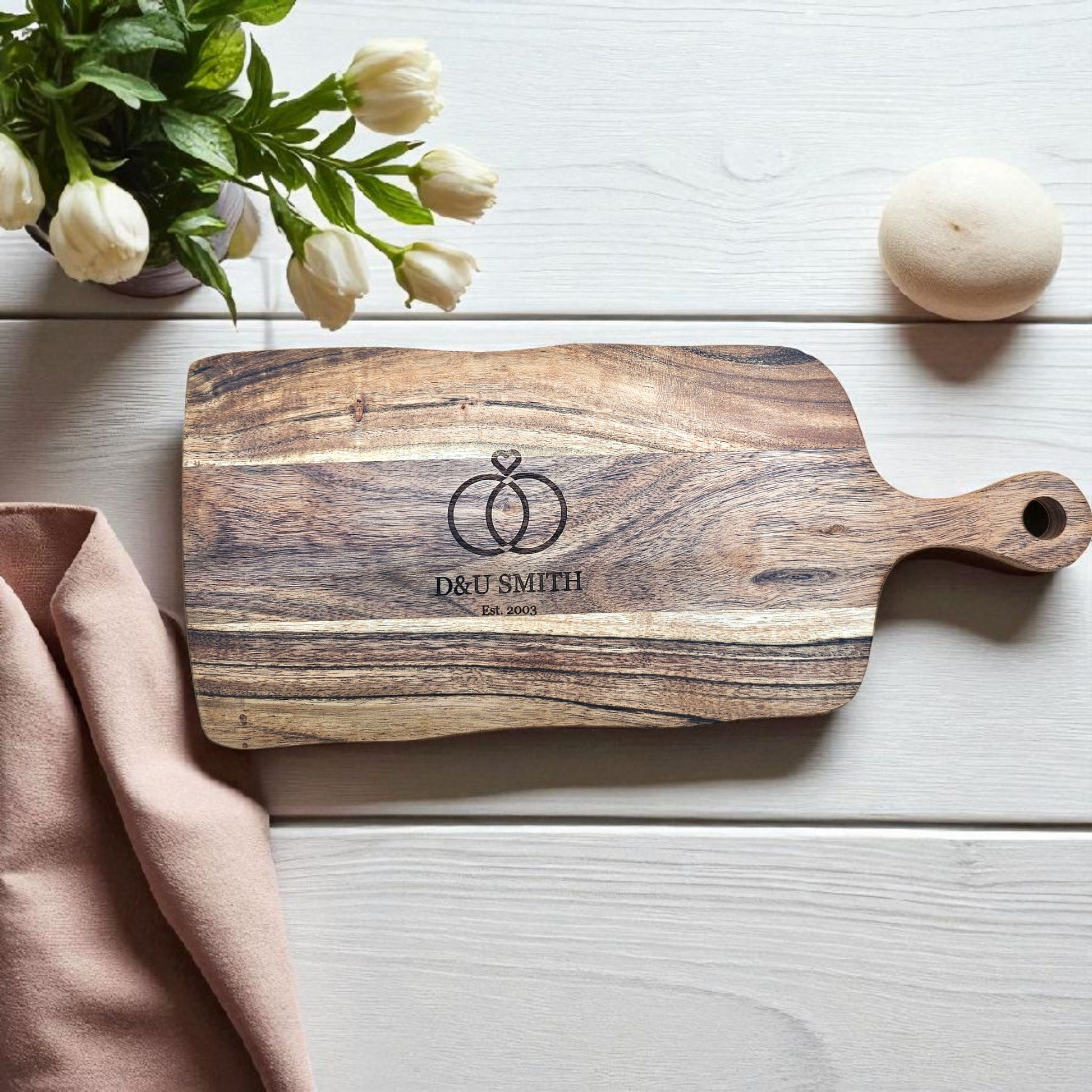 Personalised Wedding Anniversary Serving Board – Custom Names & Year