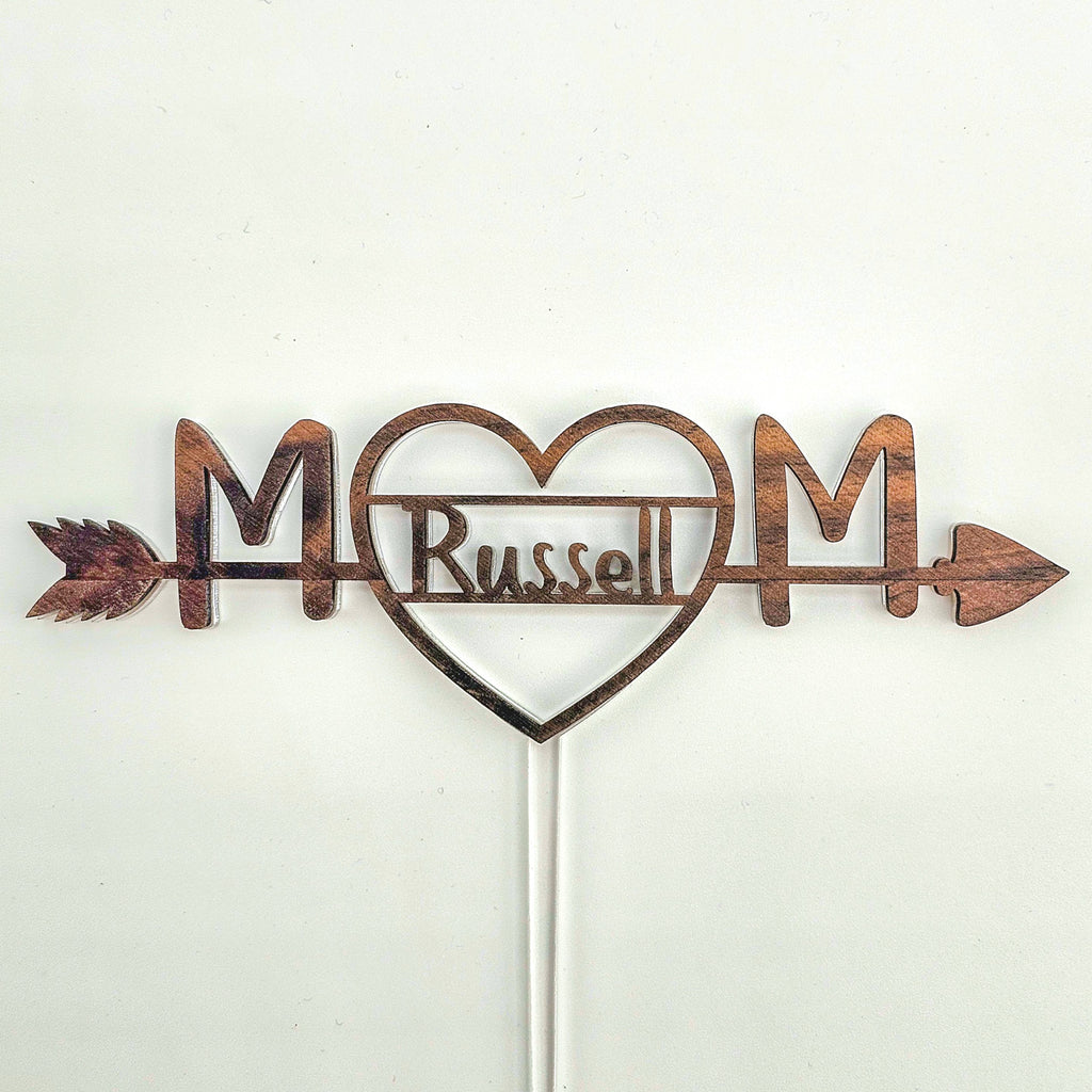 Rustic Love Heart Cake Topper – Custom Name & Initials