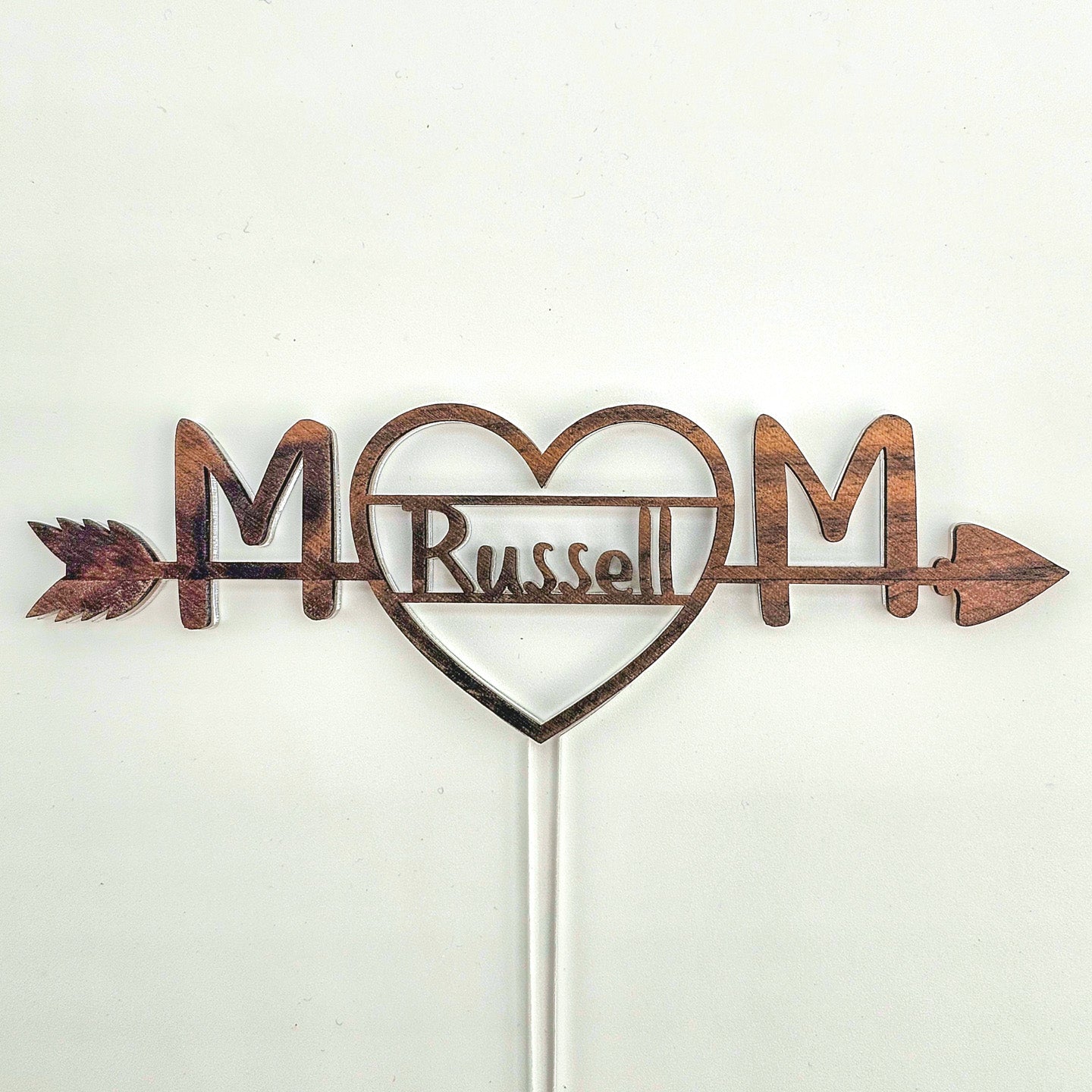 Rustic Love Heart Cake Topper – Custom Name & Initials