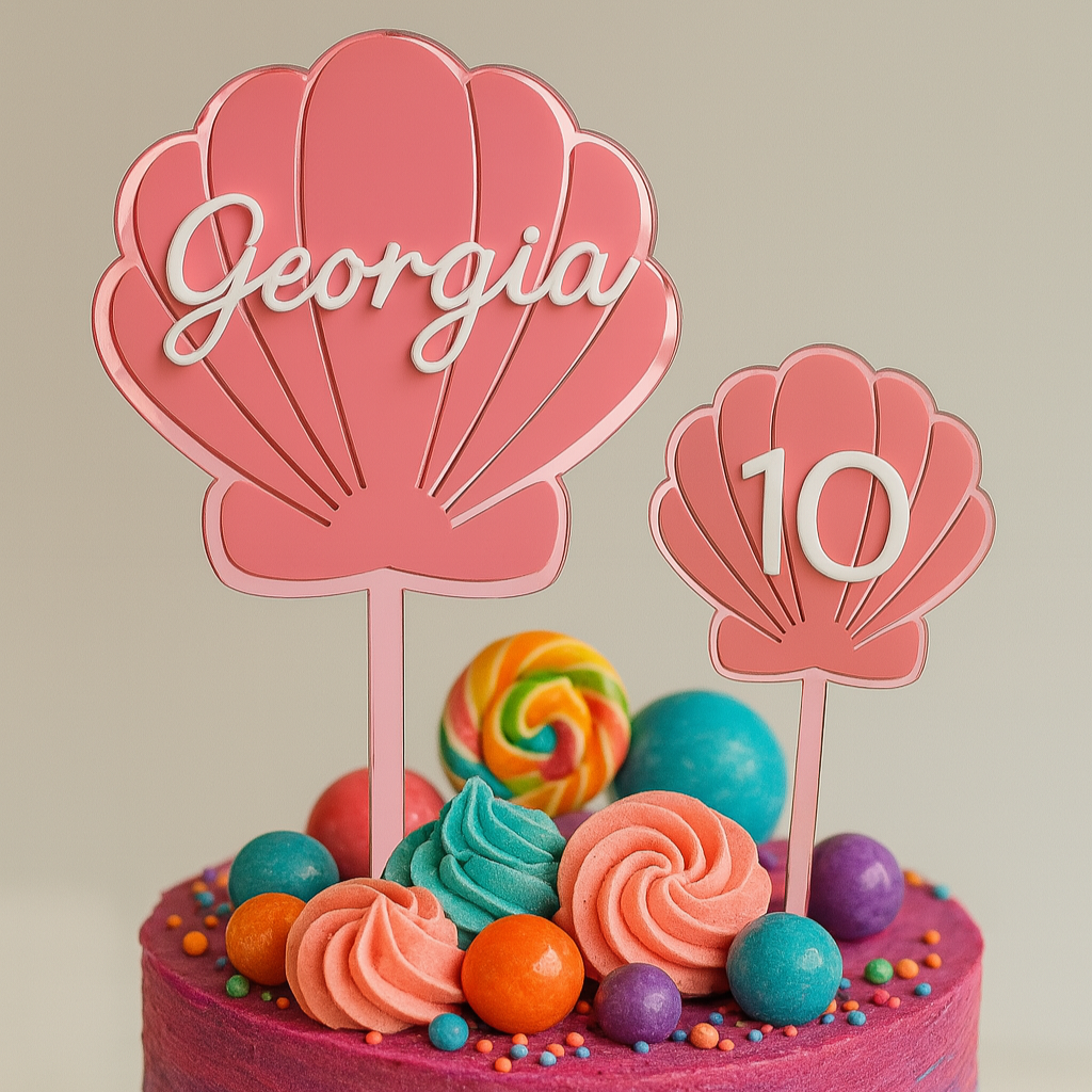 Personalised Mermaid Shell Cake Toppers