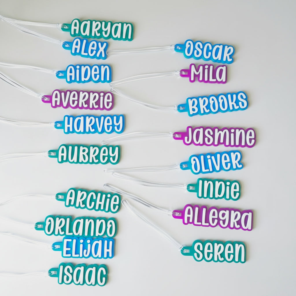 Custom Acrylic Name Tags - School Bags Tags