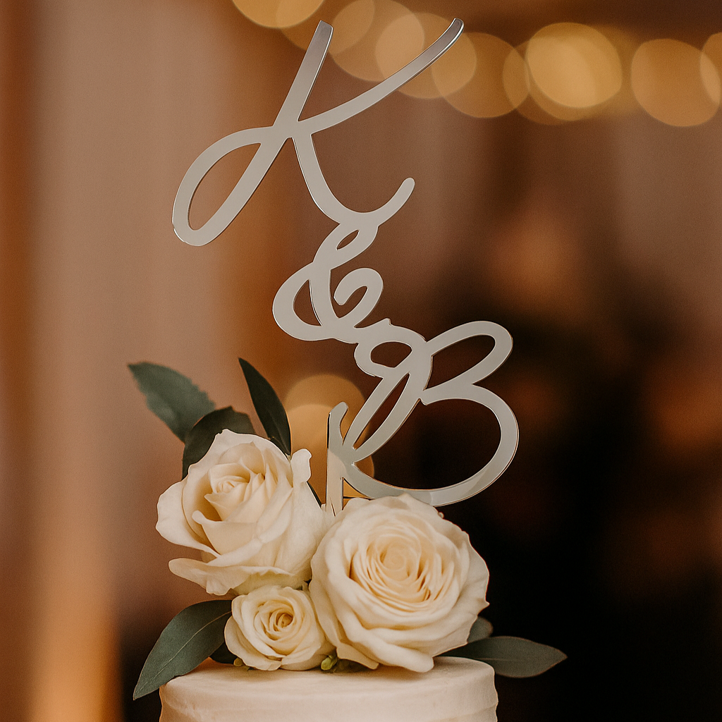 Personalised Wedding Cake Topper – Custom Mirror‑Finish Acrylic