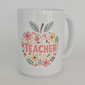 Teacher Gift Mug – Floral Apple Design – 450ml