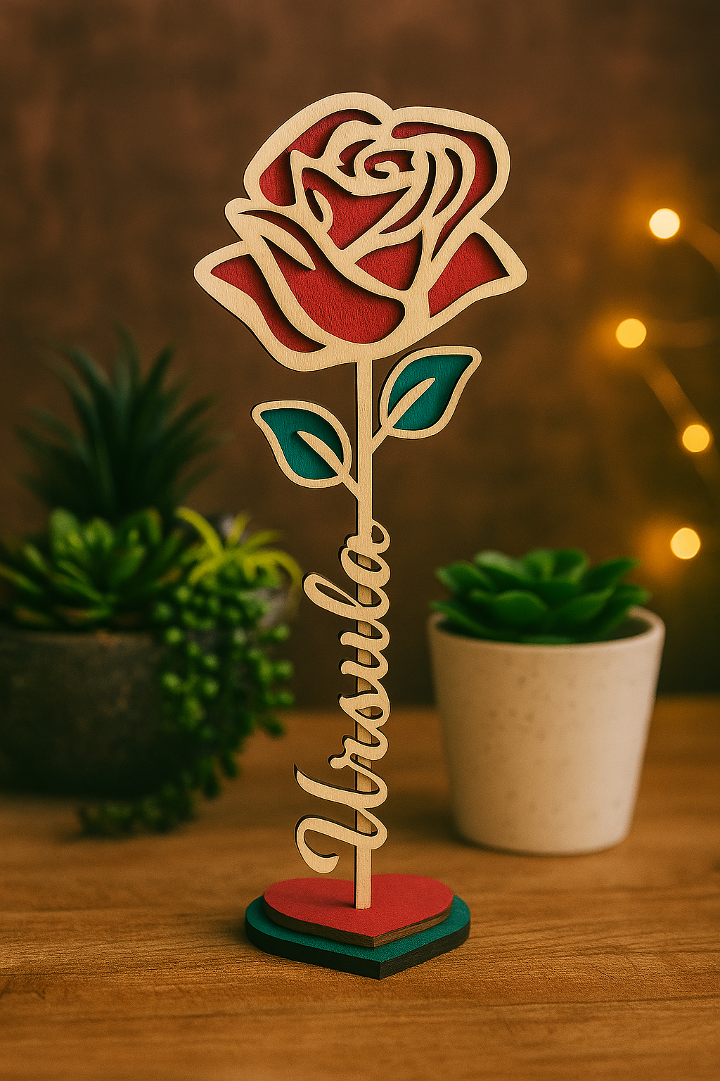 Personalised Wooden Rose – Custom Name Gift Decor