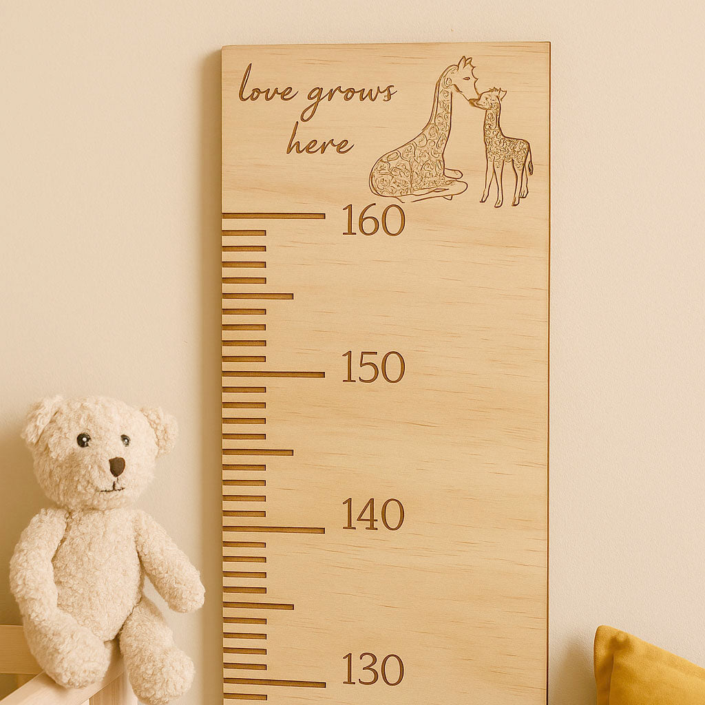 Wooden Growth Chart for Kids – Family Height Ruler Wall Keepsake