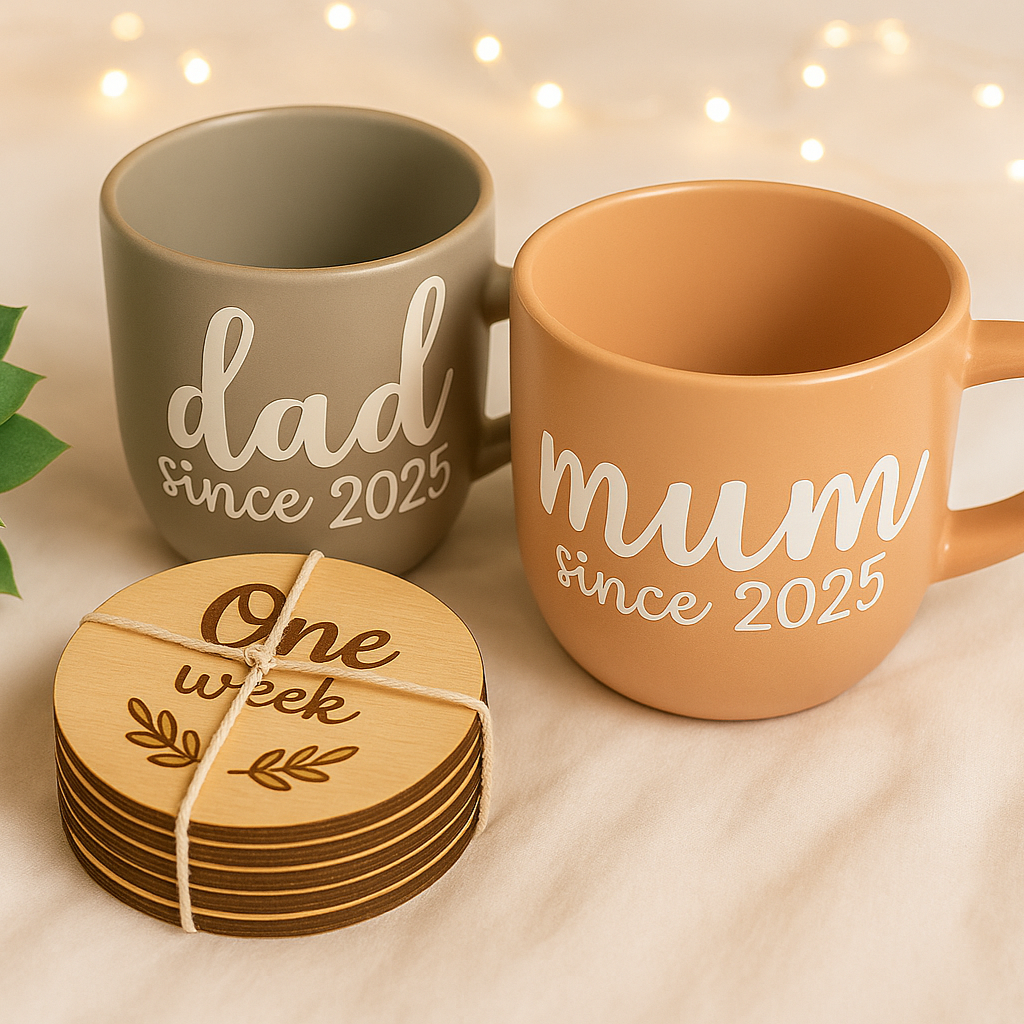 Custom Mum and Dad Announcement Pack – With Baby Milestone Discs