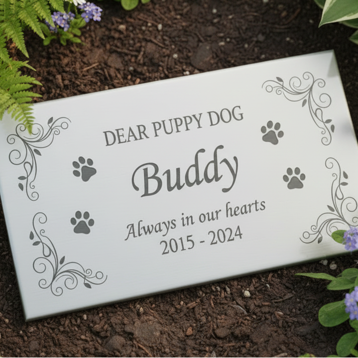 Personalised pet memorial plaque