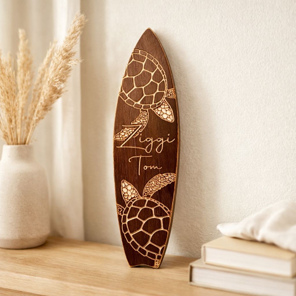 Personalised Engraved Wooden Surfboard Plaque