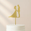 Gold Bride and Groom Wedding Cake Topper – Elegant Mirror Acrylic